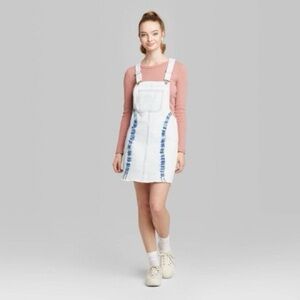 Wild Fable Tie-Dye Denim Pinafore Mini Dress - Light Wash, Blue
